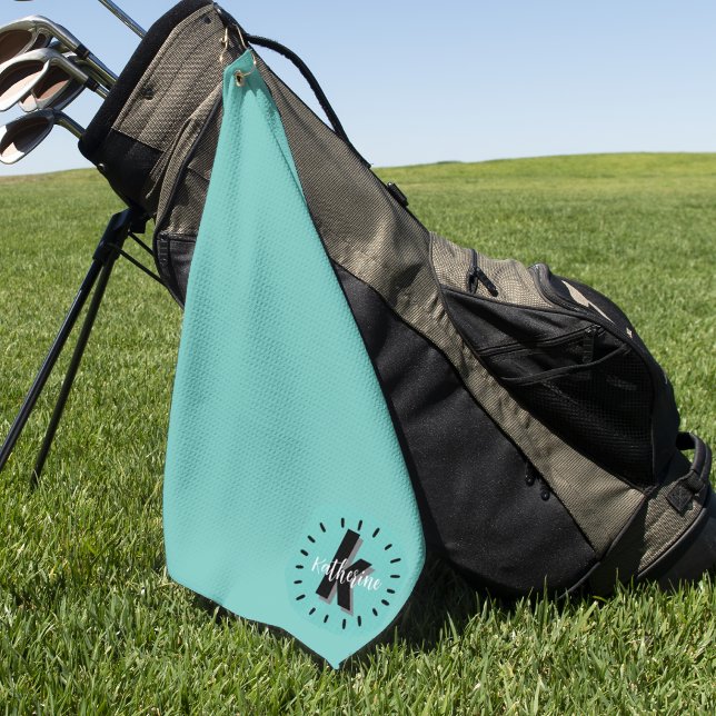 Toalla De Golf Monograma Simple de Nombre Inicial (Cute Script Initial Name Monogram Golf Towel)