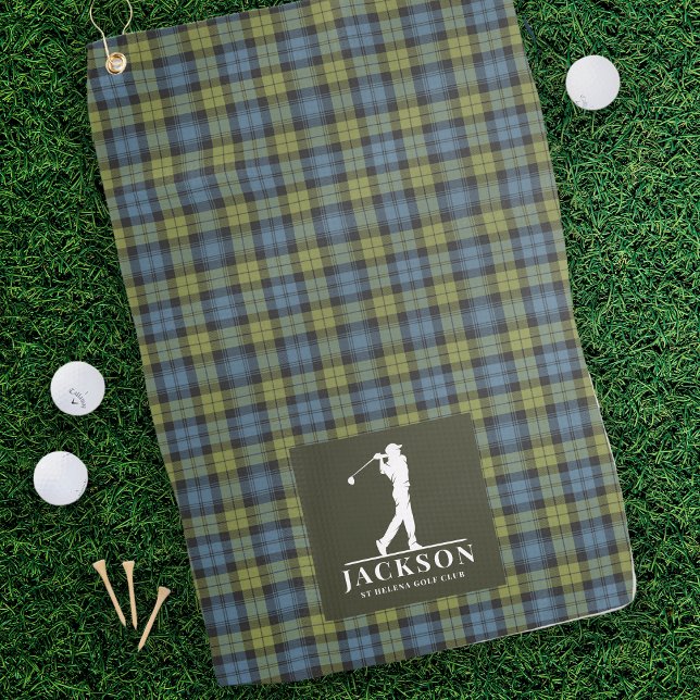 Toalla De Golf Monograma Verde Azul de Tartán escocés (Subido por el creador)