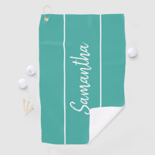 Toalla De Golf Monograma Verde azulado moderno de escritura con l