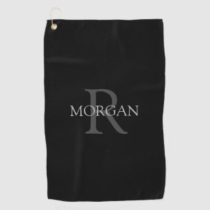 Toalla De Golf Monograma y nombre de bricolaje de moda, texto gri