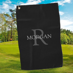 Toalla De Golf Monograma y nombre de bricolaje de moda, texto gri
