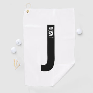 Toalla De Golf Monograma y nombre negrita personalizado moderno