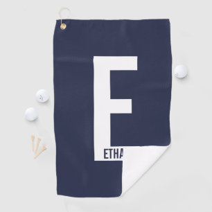Toalla De Golf Monograma y nombre negrita personalizado moderno