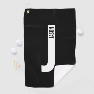 Toalla De Golf Monograma y nombre negrita personalizado moderno