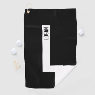 Toalla De Golf Monograma y nombre negrita personalizado moderno
