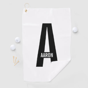 Toalla De Golf Monograma y nombre negrita personalizado moderno