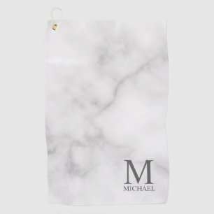 Toalla De Golf Monograma y nombre personalizados de mármol blanc