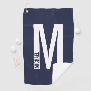 Toalla De Golf Monograma y nombre personalizados en negrita moder