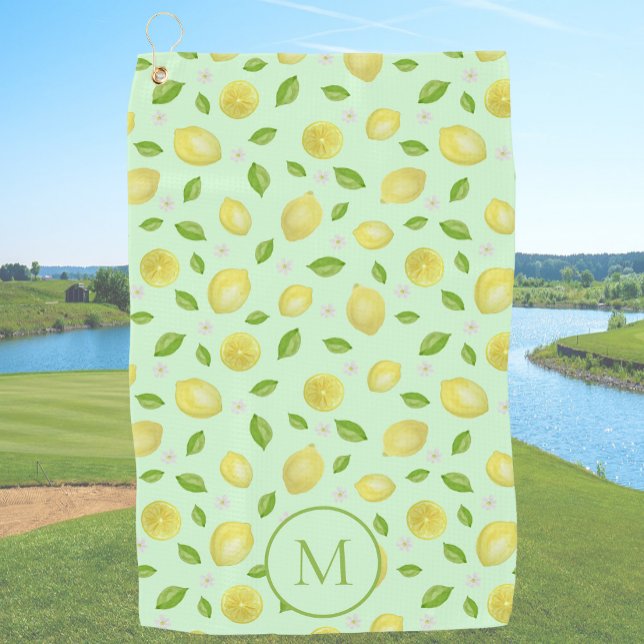 Toalla de Golf Monogramada Amarilla Limones Verdes (Subido por el creador)
