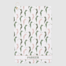 Toalla De Golf Monogramada elegante mujer blanca verde golfer