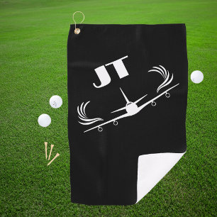 Toalla De Golf Monogramado, avión volando, simple, Minimalista