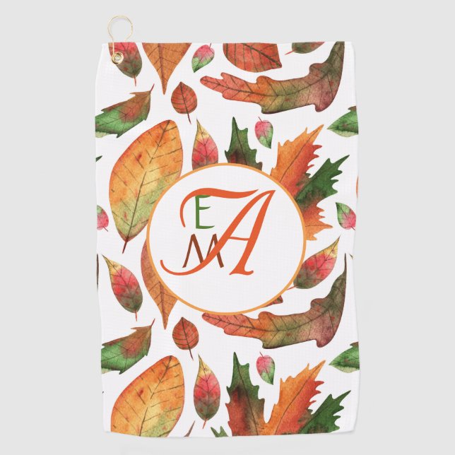 Toalla De Golf Monogramado Las hojas de otoño caen Decoración ver (Anverso)