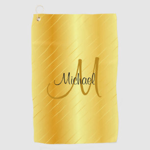 Toalla De Golf Monogramed Elegant Modern Faux Gold Template