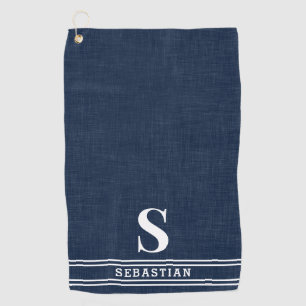 Toalla De Golf Monogramed Navy Blue and White Modern