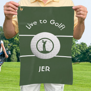 Toalla De Golf Monogrammed Classic Golf Player Sports Quote Green