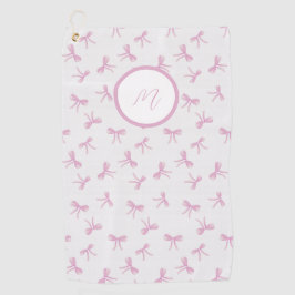 Toalla De Golf Monogrammed Frilly Coquette Pink watercolor Bow 