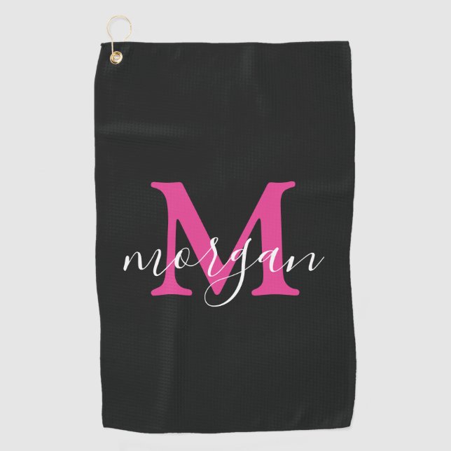 Toalla De Golf Monogrammed Golf Gifts Golfer Elegant Player Pink (Anverso)