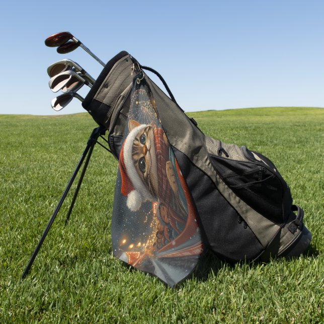 Toalla De Golf Montaña Rusa de Gato Bengalí Navidad (Verde)