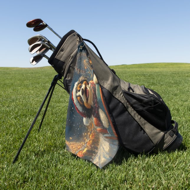 Toalla De Golf Montaña Rusa De Perro Bernedoodle Navidad  (Verde)