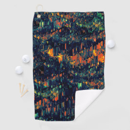 Toalla De Golf Mosaico abstracto de fogata desplazada sobre verde