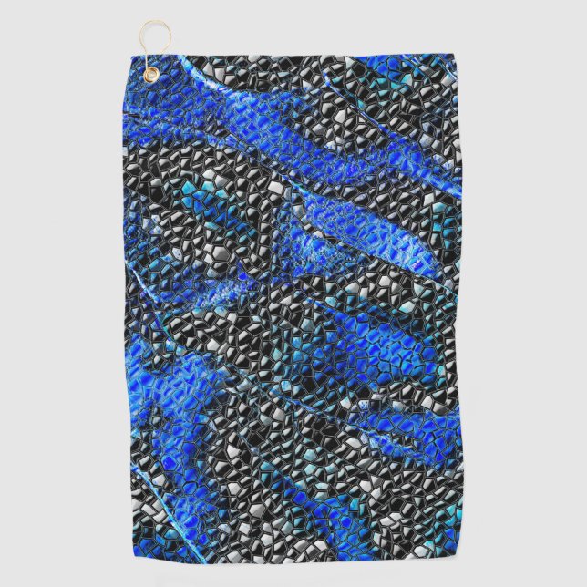 Toalla De Golf Mosaicos hexagonales o balanzas azules y grises a  (Anverso)