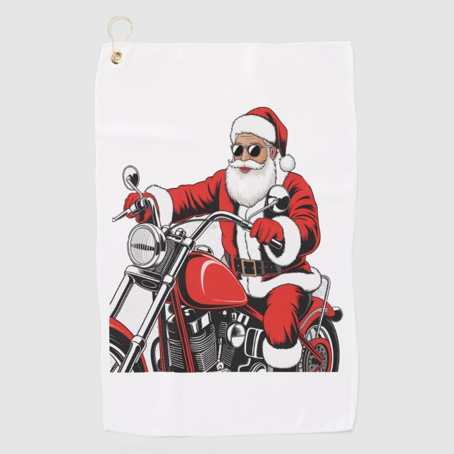 Toalla De Golf Motocicleta de Santa Riding (Anverso)
