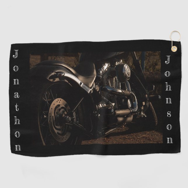 Toalla De Golf Motocicleta personalizada en negro (Horizontal)