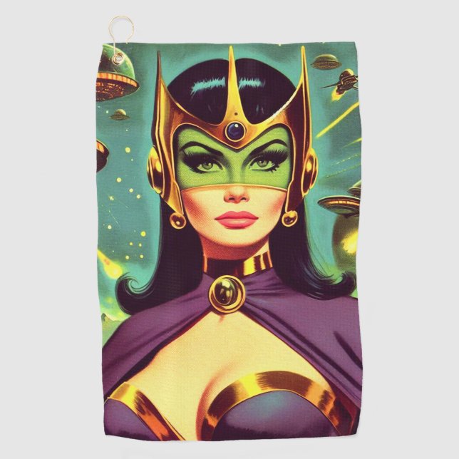 Toalla De Golf Mujer Retro Sci-Fi (Anverso)