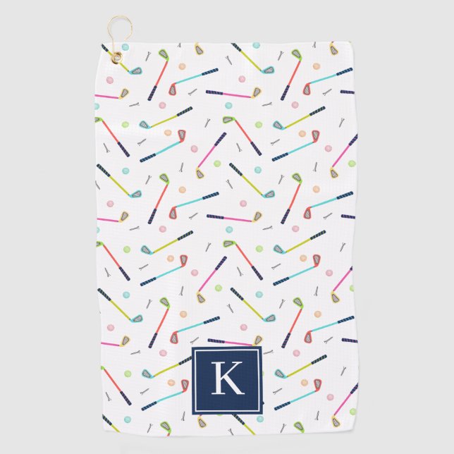 Toalla De Golf Mujeres con un patrón de monograma personalizado (Anverso)