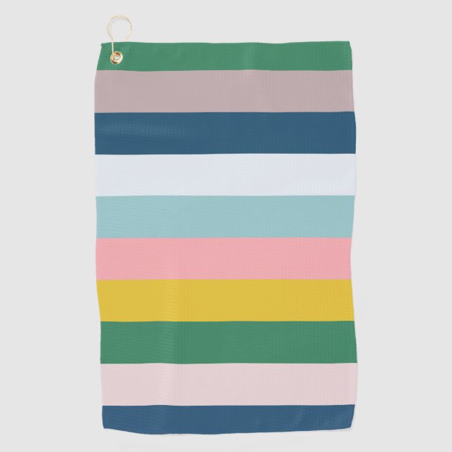 Toalla De Golf Multicolored Stripes Green Blue Pink (Anverso)