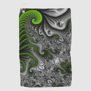 Toalla De Golf Mundo de fantasía verde y gris arte abstracto frac