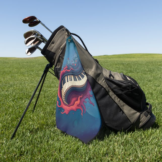 Toalla De Golf Music in motion, the curved piano. (Verde)