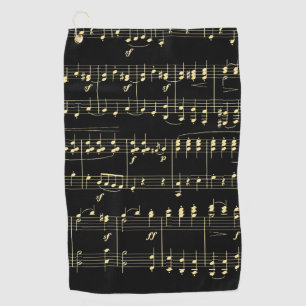 Toalla De Golf Música dorada sobre negro