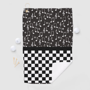 Toalla De Golf Música y tablero de ajedrez negro y blanco