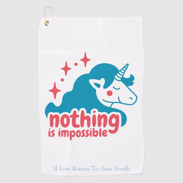 Toalla De Golf Nada Es Imposible Unicornio (Anverso)