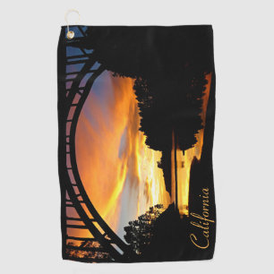 Toalla De Golf Naranja California Coastal Sunset Under Bridge