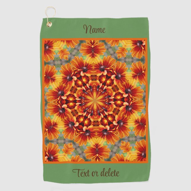 Toalla De Golf Naranja Daisy Flower Resumen personalizado (Anverso)
