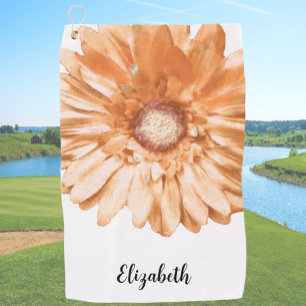 Toalla De Golf naranja de luz bonito daisy flor nombre de costumb
