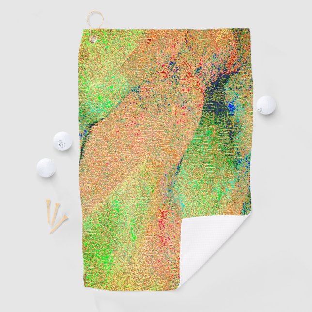 Toalla De Golf Naranja verde estilo de pintura gastada o cuero ar (In situ)
