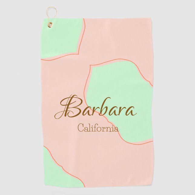 Toalla De Golf Naranja verde pastel boho añadir nombre lugar rúst (Anverso)