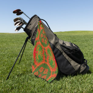 Toalla de golf naranja y verde Kaleidoscope
