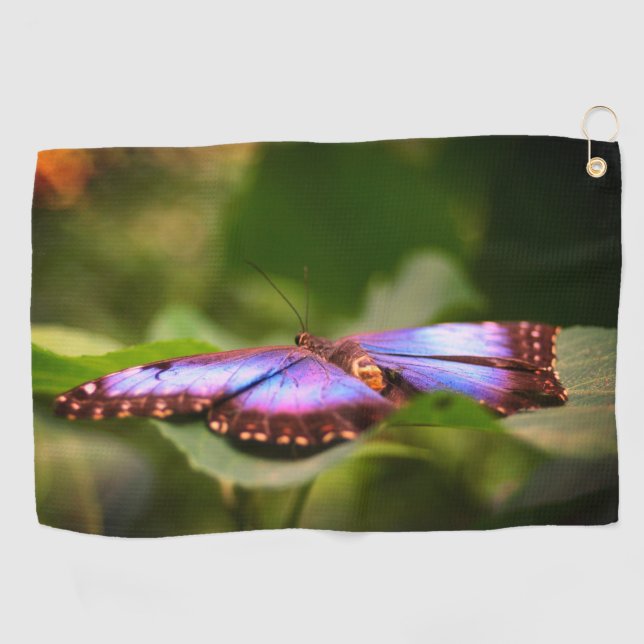 Toalla De Golf Naturaleza de mariposa azul Tinta de cierre (Horizontal)