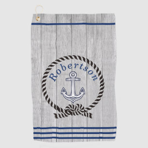 Toalla De Golf Nautical Coastal Anchor Name Navy Blue