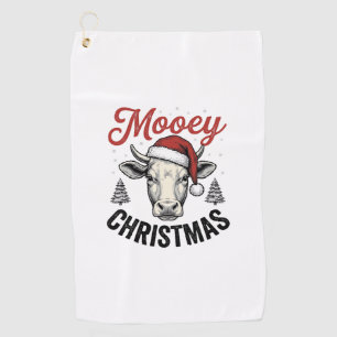 Toalla De Golf Navidad Mooey Vaca Sombrero de Santa Grabado Antig