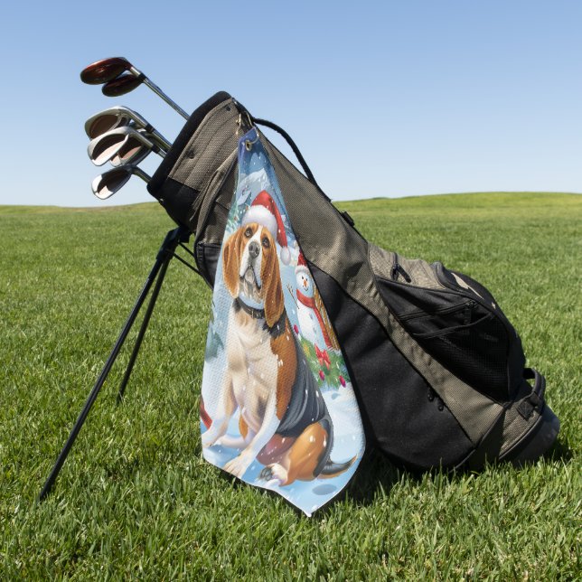 Toalla De Golf Navidades Beagle Dog Winter Wonderland Alegría (Verde)