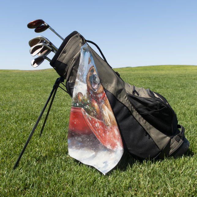 Toalla De Golf Navidades belgas maliníes en escaramuza dejan que  (Verde)