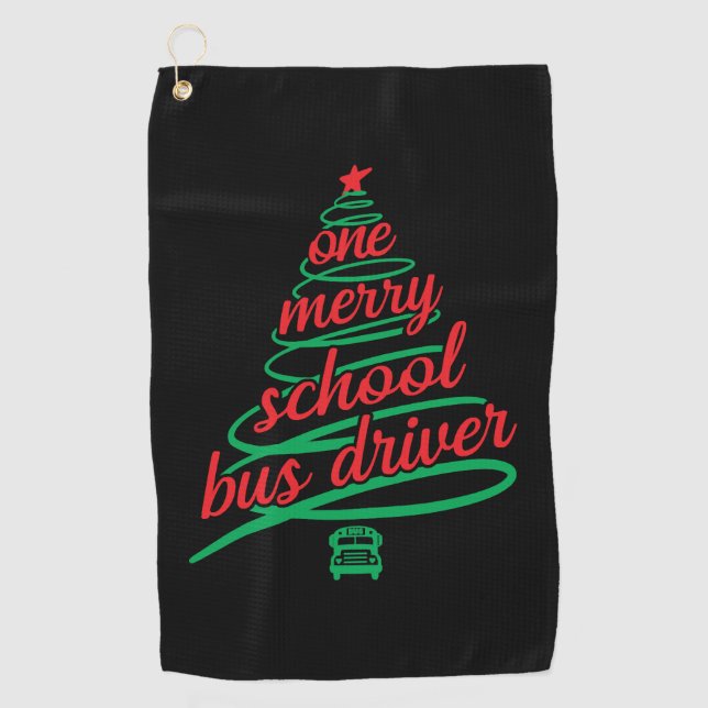 Toalla De Golf Navidades chofer de autobús escolar, escolar (Anverso)