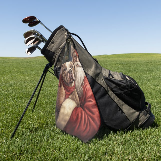 Toalla De Golf Navidades de American Staffordshire con Santa Clau (Verde)