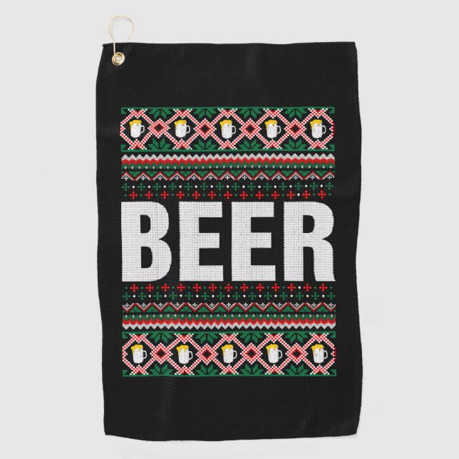 Toalla De Golf Navidades de Beer Ugly Sweater (Anverso)