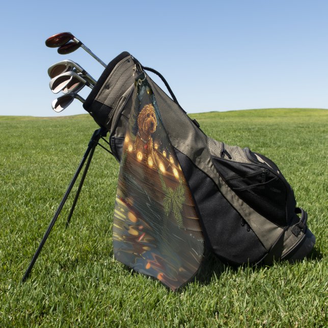 Toalla De Golf Navidades de Bernedoodle (Verde)